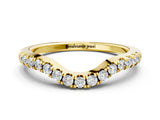 Yellow gold Curved Round Diamond Wedding Band with Pavé Setting and Shared Prong_4
