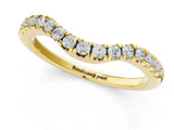 Yellow gold Curved Round Diamond Wedding Band with Pavé Setting and Shared Prong_5