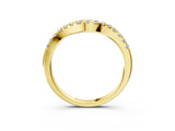 Yellow gold Curved Round Diamond Wedding Band with Pavé Setting and Shared Prong_7