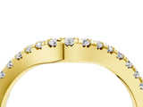 Yellow gold Curved Round Diamond Wedding Band with Pavé Setting and Shared Prong_8