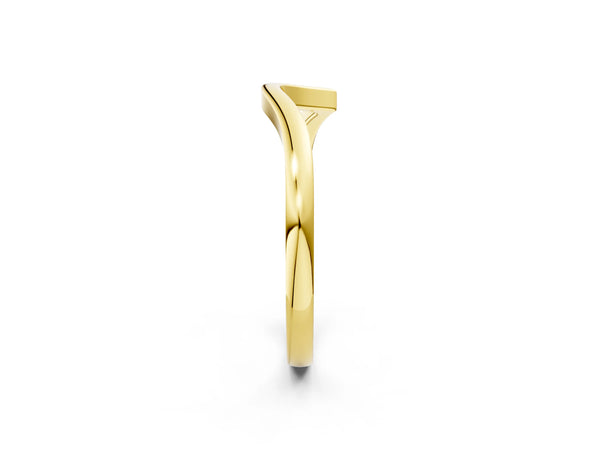 Yellow gold Curved Solitaire Band with Round Stone Setting