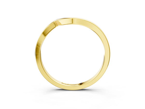 Yellow gold Curved Solitaire Band with Round Stone Setting