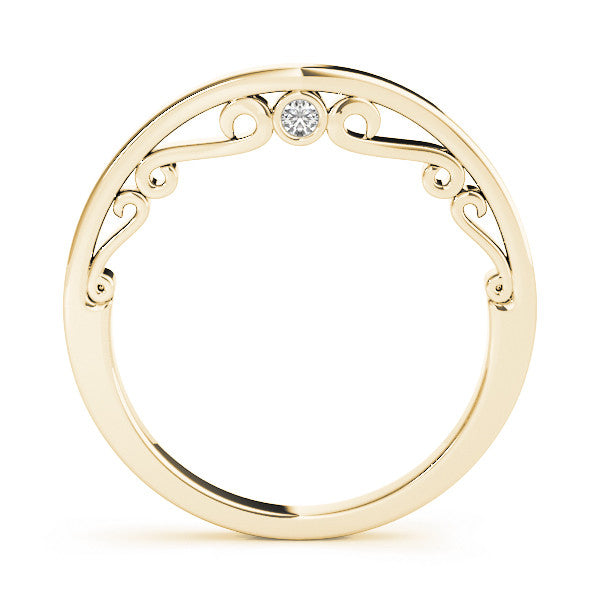 Yellow gold Curved Solitaire Round Bezel Contour Band 1