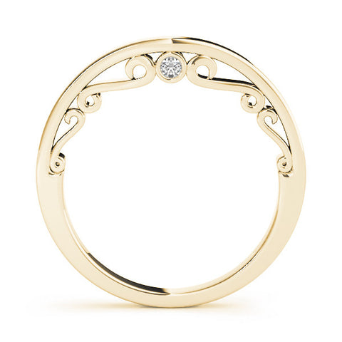 Yellow gold Curved Solitaire Round Bezel Contour Band 1