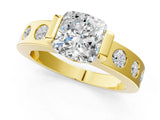 Yellow gold Cushion Brilliant Channel-Set Diamond Ring with Bezel Prong Setting_7