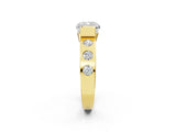 Yellow gold Cushion Brilliant Channel-Set Diamond Ring with Bezel Prong Setting_8