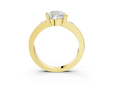 Yellow gold Cushion Brilliant Channel-Set Diamond Ring with Bezel Prong Setting_9