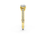 Yellow gold Cushion Brilliant Cut Diamond Engagement Ring with Pavé Band and Four-Prong Setting_63