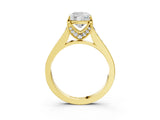 Yellow gold Cushion Brilliant Cut Diamond Engagement Ring with Pavé Band and Four-Prong Setting_64