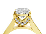 Yellow gold Cushion Brilliant Cut Diamond Engagement Ring with Pavé Band and Four-Prong Setting_65