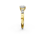 Yellow gold Cushion Brilliant Cut Diamond Five-Stone Prong Set Engagement Ring with Channel Band_26