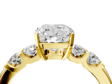 Yellow gold Cushion Brilliant Cut Diamond Five-Stone Prong Set Engagement Ring with Channel Band_28