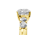 Yellow gold Cushion Brilliant Cut Diamond Five-Stone Prong Set Engagement Ring with Channel Band_29