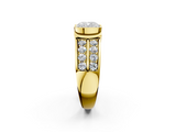Yellow gold Cushion Brilliant Diamond Channel Set Wide Band Ring with Bezel Setting_22