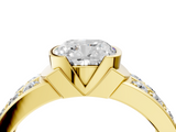Yellow gold Cushion Brilliant Diamond Channel Set Wide Band Ring with Bezel Setting_24