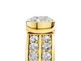 Yellow gold Cushion Brilliant Diamond Channel Set Wide Band Ring with Bezel Setting_25