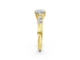 Yellow gold Cushion Brilliant Diamond Five-Stone Engagement Ring with Prong Setting on a Classic Band_18