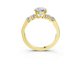 Yellow gold Cushion Brilliant Diamond Five-Stone Engagement Ring with Prong Setting on a Classic Band_19