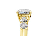 Yellow gold Cushion Brilliant Diamond Five-Stone Engagement Ring with Prong Setting on a Classic Band_21