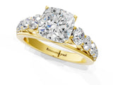 Yellow gold Cushion Brilliant Diamond Pavé Band with Six-Prong Setting_4