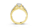 Yellow gold Cushion Brilliant Diamond Pavé Band with Six-Prong Setting_6