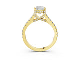 Yellow gold Cushion Brilliant Diamond Solitaire with Pavé Band and Four-Prong Setting 3