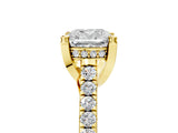 Yellow gold Cushion Brilliant Diamond Solitaire with Pavé Band and Four-Prong Setting 5