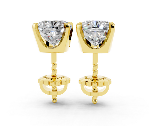 Yellow gold Cushion Brilliant Diamond Stud Earrings 2