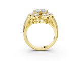 Yellow gold Cushion Brilliant Flower Halo Diamond Split Shank Ring_30