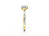 Yellow gold Cushion Brilliant Solitaire with Pavé Band and Claw Prong Setting_21