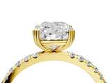 Yellow gold Cushion Brilliant Solitaire with Pavé Band and Claw Prong Setting_23