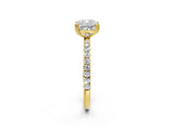 Yellow gold Cushion Brilliant Solitaire with Pavé Band and Claw Prong Setting_33