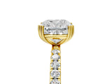 Yellow gold Cushion Brilliant Solitaire with Pavé Band and Claw Prong Setting_36