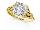 Yellow gold Cushion Brilliant Solitaire with Pave Band and Four-Prong Setting_21