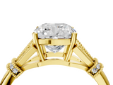 Yellow gold Cushion Brilliant Solitaire with Pave Band and Four-Prong Setting_24