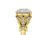 Yellow gold Cushion Brilliant Solitaire with Pave Band and Four-Prong Setting_25