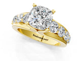 Yellow gold Cushion Brilliant Solitaire with Side Stones on a Pave Band and Four-Prong Setting_25