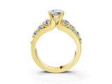 Yellow gold Cushion Brilliant Solitaire with Side Stones on a Pave Band and Four-Prong Setting_27