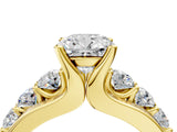 Yellow gold Cushion Brilliant Solitaire with Side Stones on a Pave Band and Four-Prong Setting_28