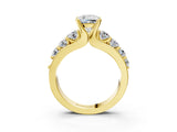 Yellow gold Cushion Brilliant Solitaire with Side Stones on a Pave Band and Four-Prong Setting_53