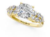 Yellow gold Cushion Cluster Diamond Engagement Ring with Pavé Band and Four-Prong Setting_41