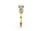 Yellow gold Cushion Cluster Diamond Engagement Ring with Pavé Band and Four-Prong Setting_42