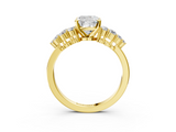 Yellow gold Cushion Cluster Diamond Engagement Ring with Pavé Band and Four-Prong Setting_43