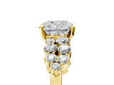 Yellow gold Cushion Cluster Diamond Engagement Ring with Pavé Band and Four-Prong Setting_45