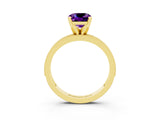 Yellow gold Cushion Cut Amethyst Milgrain Pavé Engagement Ring with Four-Prong Setting_15