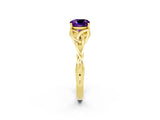 Yellow gold Cushion Cut Amethyst Solitaire Celtic Knot Ring with Four-Prong Setting_14