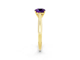 Yellow gold Cushion Cut Amethyst Solitaire Engagement Ring with Cathedral Setting and Four-Prong Mount_26