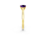 Yellow gold Cushion Cut Amethyst Solitaire Engagement Ring with Cathedral Setting and Four-Prong Mount_32