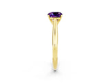 Yellow gold Cushion Cut Amethyst Solitaire Engagement Ring with Cathedral Setting and Four-Prong Mount_68