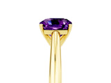 Yellow gold Cushion Cut Amethyst Solitaire Engagement Ring with Cathedral Setting and Four-Prong Mount_71